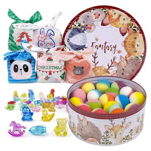 34-Piece Kids Bath Bomb Set with Crystal Toys Inside - Organic Surprise Gift for Children
