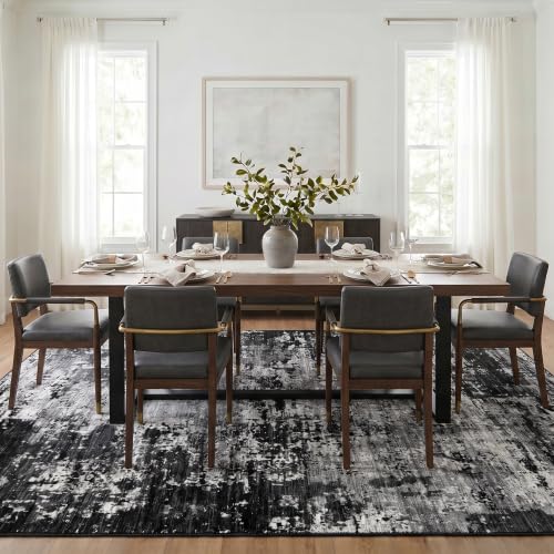 Black 8x10 Washable Area Rug - Ultra Soft Non-Slip Living Room Carpet