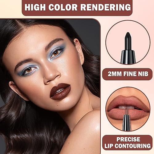 3 in 1 Black Lip Liner Pencil and Lipstick lipgloss Set Matte Black Lipstick Lip Gloss Kit Long-lasting Nonstick Cup Smudge Proof Lip Kits with Lip Liner,Velvet Goth Makeup (12#Black Magic)