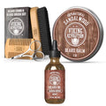 Viking Revolution Natural Boar Bristle Brush and Pear Wood Comb Set for Men, Sandalwood Beard Oil and Beard Balm for men, with Argan Oil and Jojoba Oil - Beard Softener, Strengthens and Moisturizes