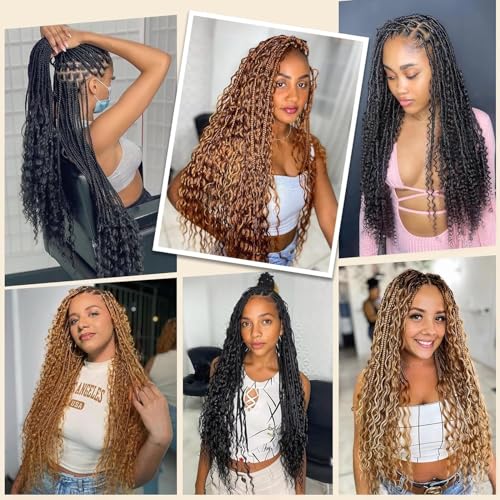 30# Brown Human Braiding Hair - 22 Inch Deep Curly Wave for Boho Braids - 2 Bundles