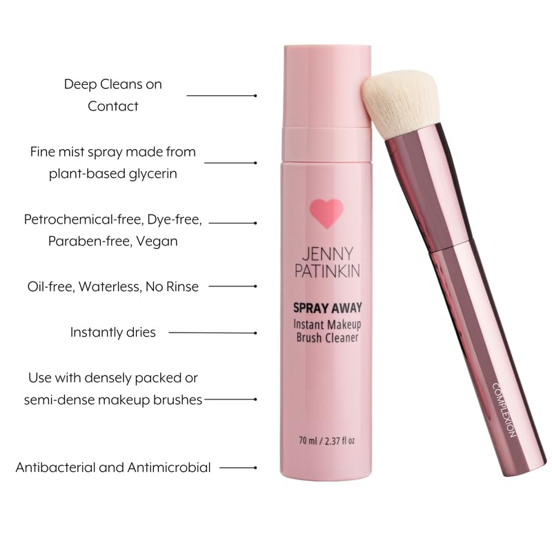 Jenny Patinkin Instant Makeup Brush Cleaner Spray, Sanitize & Dry in Seconds, Travel-Size