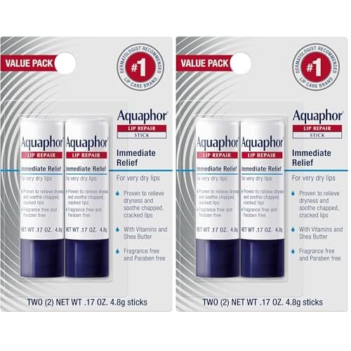 Aquaphor Lip Repair Stick, Moisturizing Lip Balm Pack, Relieves Dryness, 0.17 Oz Stick, (Pack of 4)