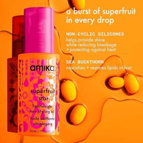 Amika Superfruit Star Lightweight Hair Oil & Heat Protector 0.67 Fl Oz