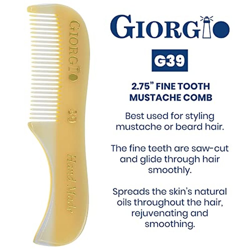 Giorgio Beard Combs Set - Handmade Ivory Beard Combs Kit for Facial Grooming - Includes Fine and Wide Tooth Pocket Dresser Comb + Fine Tooth Straightening and Mini Mustache Comb