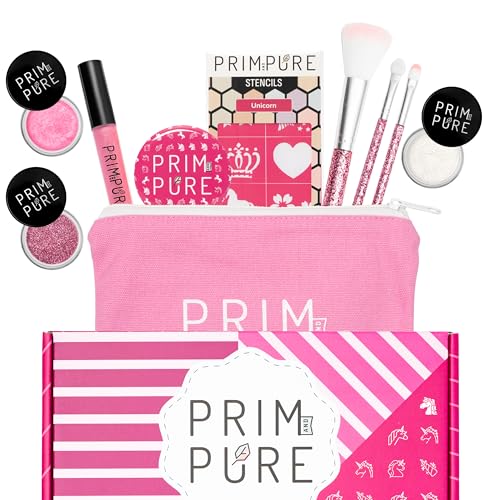 Prim and Pure Kids Makeup Gift Set - Unicorn Pink, Eyeshadow, Lip Gloss & Mirror