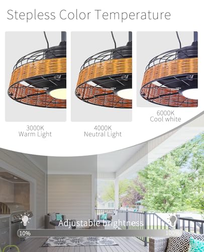 FELCO 20" Plug in Outdoor Gazebo Ceiling Fan with Light, Hook and