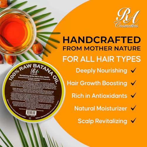 RA COSMETICS 8oz Organic Batana Hair Oil for Growth & Repair - Nourishing Hair Treatment