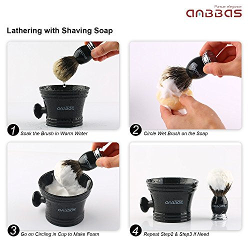 Shaving Brush and Stand Set - Silvertip Badger Hair for Wet Shaving - Variation of Brush + Stand