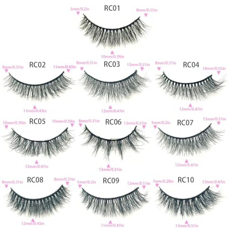 10 Pairs False Eyelashes Natural, Wholesale 5D Fuffy Volume Lashes, Faux Mink Eyelash Bulk with Portable Boxes