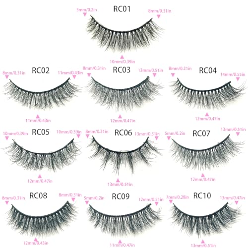 Ellazzle 30 Pairs False Eyelashes - 10 Styles, 10-13mm Natural Look, Reusable Faux Mink with Portable Glitter Boxes (Pack of 30)
