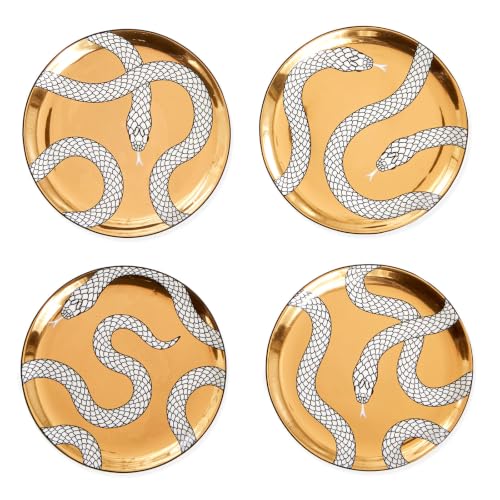 Gold Porcelain Coasters Set - 4-Inch Elegant Drink Protectors
