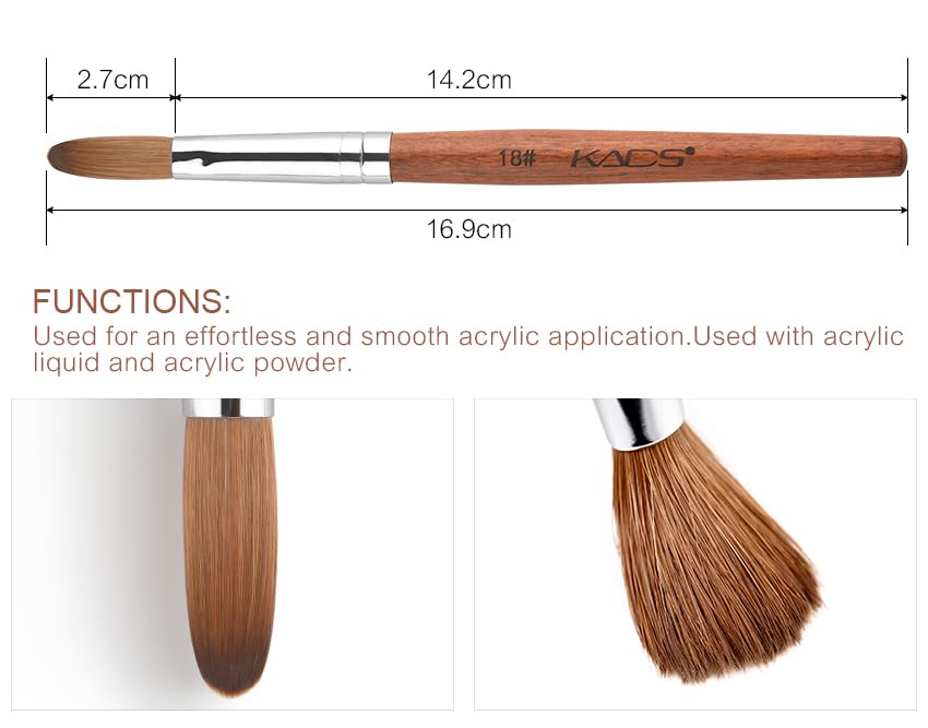 Rolabling Nail Brush Kolinsky Sable Acrylic Nail Art Brush Professional Red Wooden Nail Brush (18#)