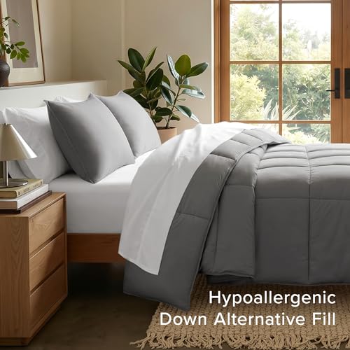 King Grey Ultra Soft Comforter Set - Double Brushed Microfiber Bedding