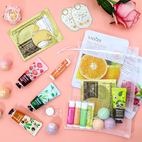 128-Piece Girls Spa Party Supplies Set with Masks, Lip Balm, Foot Bombs & More