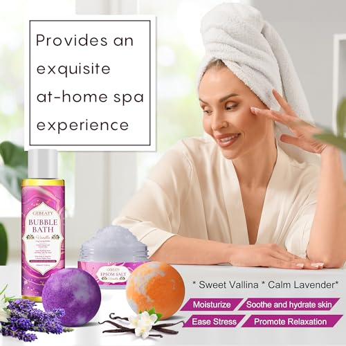 Spa Bath Sets for Women Gift,Stress Relief & Relaxing Body Wash Bath Set,Vanilla Home Spa Basket Gifts Set for Woman Mom Wife Her Sister,Unique Self Care Womens Gift ,Birthday Valentines Gifts Women