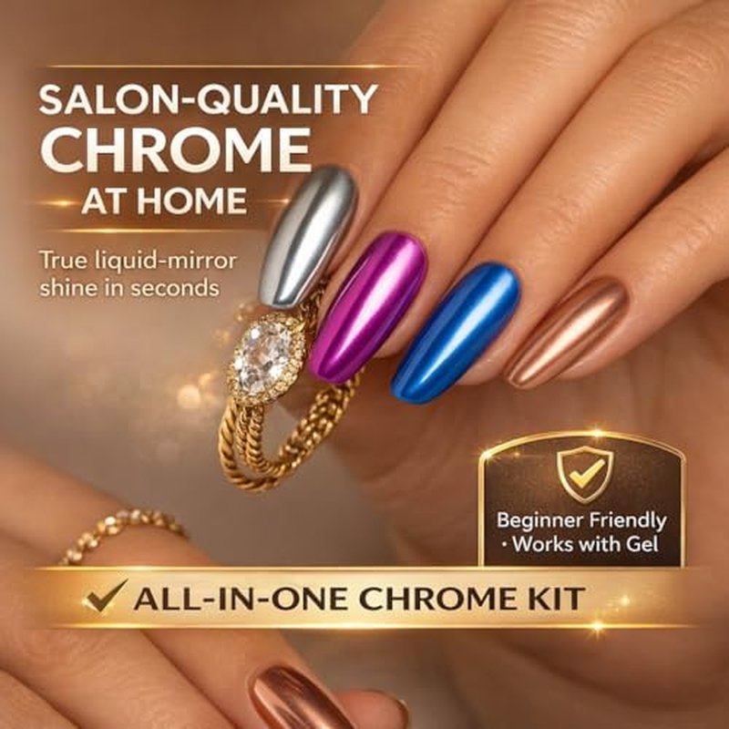 BALTIC DAY Chrome Powder - 48 Color Artist Set for Nails & Resin | Metallic Mica Pigment Kit for Nail Techs, Resin Art & DIY Crafts