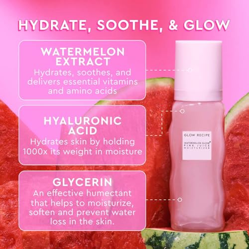 Glow Recipe Plum Plump Hyaluronic Acid Face Cream (20 ml) - Dewy Glow Hydrating Skin Moisturizer to Plump, Balance & Brighten + Pink Juice Hydrating Face Moisturizer for Dry Skin (50 ml)