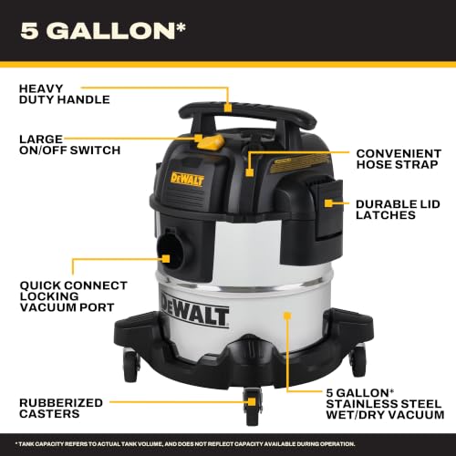 DeWalt DXV05S 5-Gallon Wet Dry Shop Vacuum with Blower, 4 Peak HP