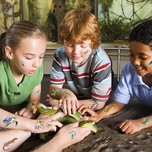 Reptile Temporary Tattoos Stickers, Animals Tattoo Stickers for Kids, Birthday Party Favors Goodie Bag Fillers Supplies Decorations, Classroom School Prizes Rewards Gifts(6 Sheets)