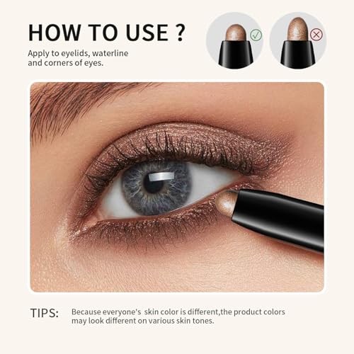 Chifure Eyeshadow Stick, Shimmer and Matte Cream Eye Shadow Brightener Sticks Eyeliner Pencil Crayon, Waterproof Long Lasting Eye Highlighter Stick Makeup,0.056 Oz(#4-Bottle Green)