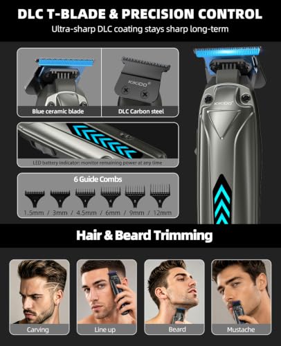 KIKIDO Cordless Hair Clippers Kit 24pc for Men – 3 Batteries, 8k RPM