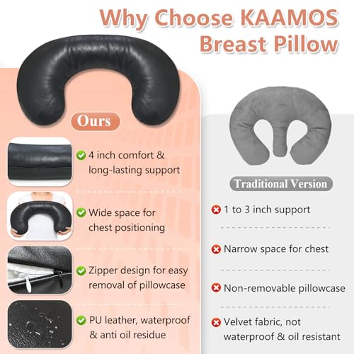 Breast Pillow for Massage Table, Massage Breast Support Pillow for Sleeping, Massage Bolster Wedge, Post Surgery Breast Pillow Chest, Faux Leather Spa Massage Cushion Prone Pillow for Beauty Salon
