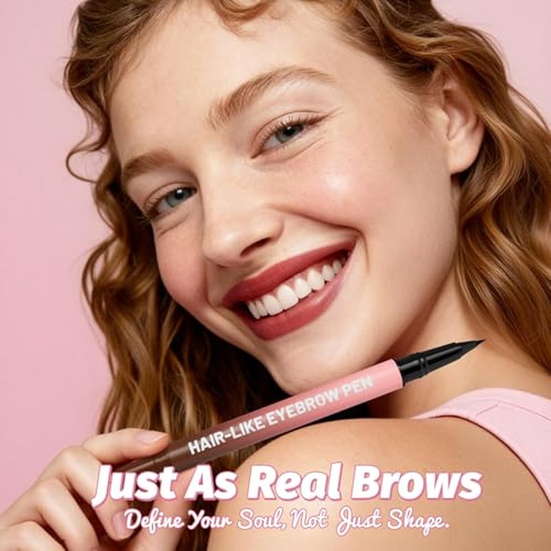 Microblading Eyebrow Pencil for Women, Waterproof Eyebrow Pen with Micro-Fork Tip & Precise Brush-Tip, Natural Hair-Like Brows, Long-Lasting Smudge-Proof Eye Brow Tint, Dark Brown,1 Pack