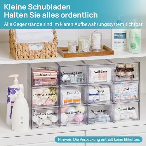 Vtopmart 4 Pack 4.4''H and 4 Pack 7.6" H Clear Stackable Storage Drawers