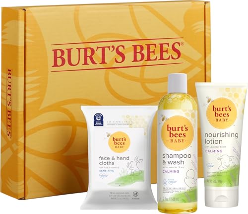 Burt's Bees Baby Gift Set with Lavender Shampoo, Lotion & Wipes - Natural Baby Essentials