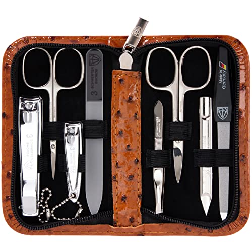 OSTRICH BROWN Nail & Manicure Pedicure Kit - 8-Piece German Engineering