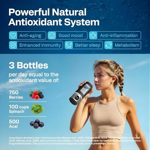 Hydrogen Water Bottle 16.2oz with 6000 PPB Hydrogen Generator - Silver