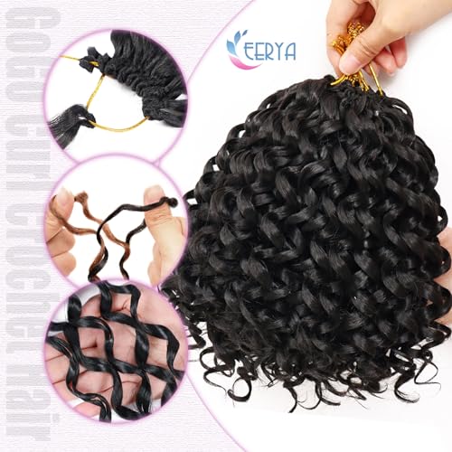 EERYA 6 Inch Pack of 7 GoGo Curl Crochet Hair Short Curly Water Wave Extensions