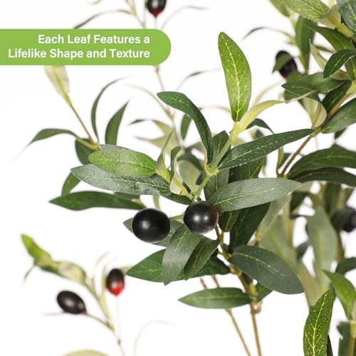 FEELEAD 6ft Faux Olive Tree with Textured Trunk & Lifelike Leaves - Indoor Decor