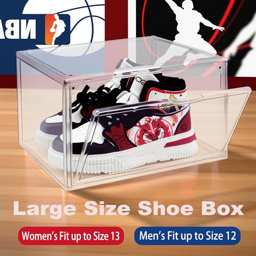 Medium Size Acrylic Shoe Storage Box for Sneakers & Loafers - Clear, 12 Pack (Size 12.5)