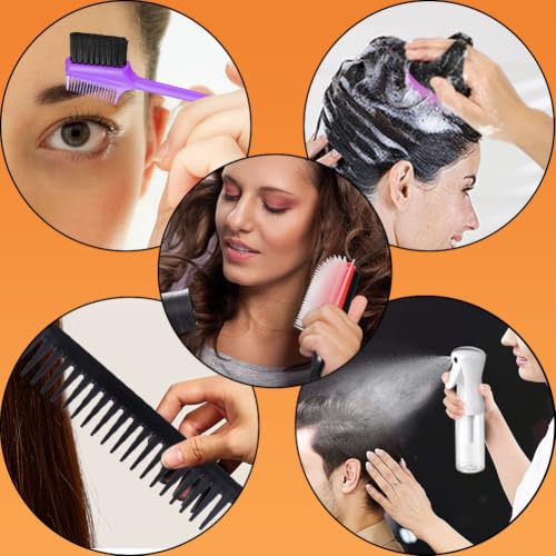 Purple 10-Piece Natural Hair Detangling Brush Set with Sleep Bonnet & Accessories