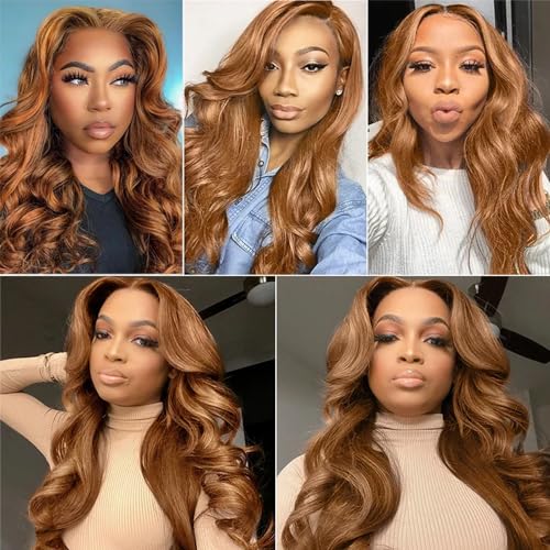 Light Brown Human Hair Body Wave Bundles - 12 14 16 Inch Peruvian Virgin Hair 3 Pack