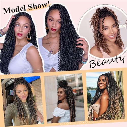 LOS MOEER 8 Pack Passion Twist Crochet Hair 10 Inch 1B Pre-Twisted Soft Lightweight