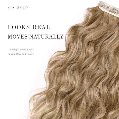 24 Inch Wavy Clip-In Hair Extensions - Honey Blonde Highlights, Left & Right Face-Framing Design