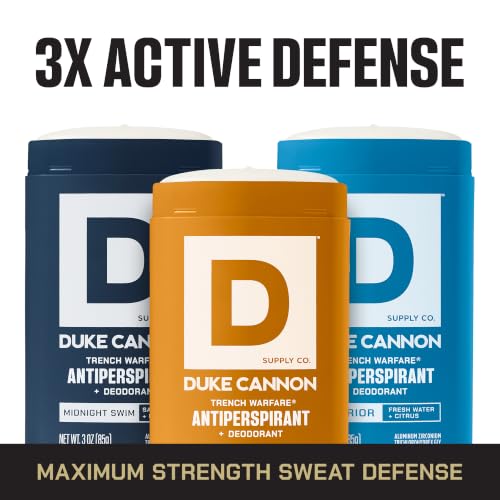 Duke Cannon Trench Warfare Antiperspirant 3 oz - 3 Pack Midnight Swim + Sawtooth + Superior