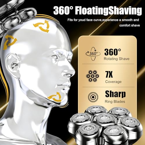 MEMIRY 2-Pack 7D Magnetic Floating Replacement Heads for Rotary Shavers