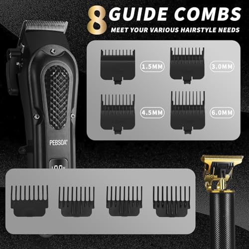 Pebsoa Cordless Hair Clippers & Trimmer Kit for Men with Nose & Detail Trimmer