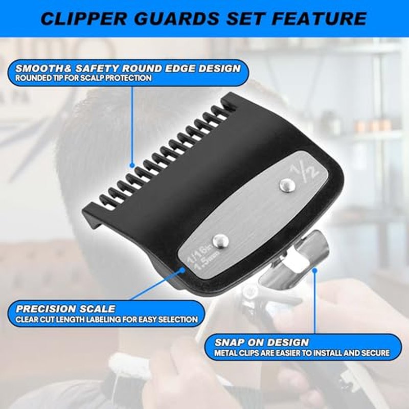 2 Pack Replacement for Wahl Clipper Guards Set Compatible with wahl 1/2 clipper guards,Metal Guide Comb Attachment 1/16" (1.5 mm), for Barbers and Stylists,Black