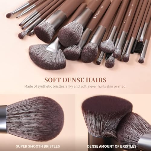 DUcare Professional Makeup Brush Set 22Pcs with Travel Case Synthetic Kabuki Foundation Brush, Face Powder Brush, Blush Brush, Concealer Brush, Eyeshadow Brushes