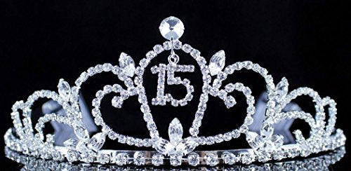 Clear Austrian Rhinestone Tiara with Hair Combs for Quinceanera & Princess Birthday