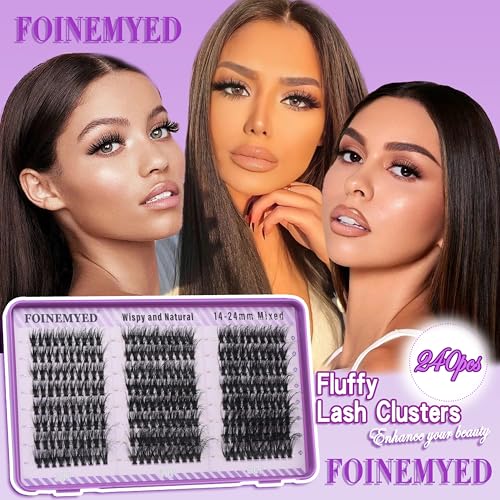KEYYOU Lash Clusters 3D Effect 231pcs Eyelash Clusters 100D200D 10-18mm D Curl Wispy Lashes Individual Cluster Lashes Natural Volume Soft DIY Lash Extensions (3D-100D200D-D-10-18MIX)