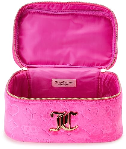 Pink Makeup Bag with Velour Train Case and Heart Crown