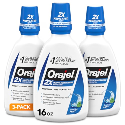 Medicated Mouth Rinse for Oral Pain Relief Mint 16 Oz 3-Pack