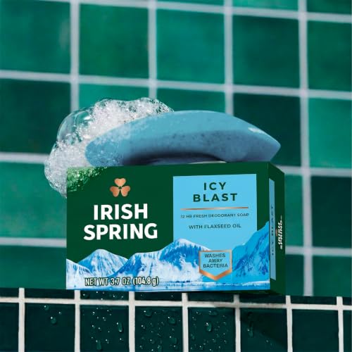 Irish Spring Icy Blast Men's Bar Soap Pack of 24 – Fresh Scent, 3.7 oz