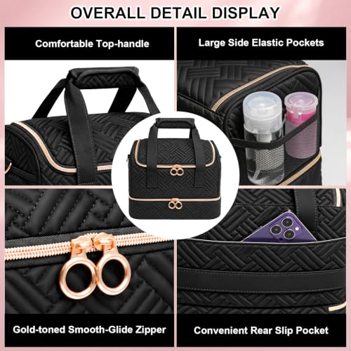 Nail Polish Organizer Bag Holds 80 Bottles with Lamp & Accessories - Black
